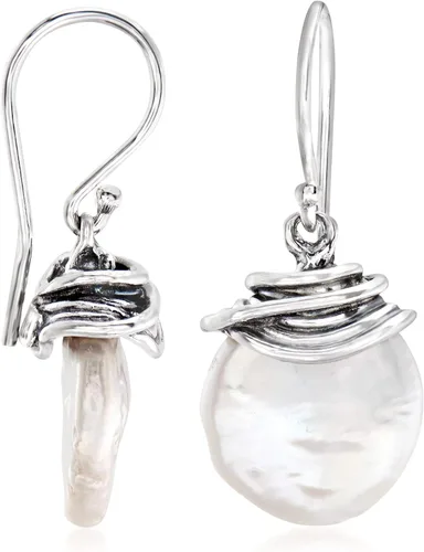 Vista 3 de Ross-Simons 12-13mm Cultured Coin Pearl Drop Earrings