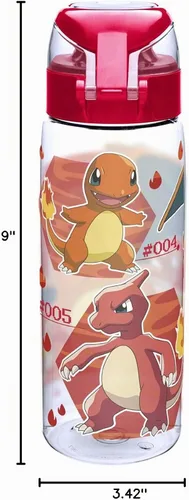Vista 8 de Zak Designs Zak Designs Pokemon - Botella de agua reutilizable de plástico Tritan con tapa abatible, individual, Pokemon-K951