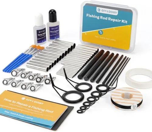 Vista 10 de Kit de reparación de caña de pescar completo, enfoque fácil y rápido para reparar caña de pescar rota con pegamento epoxi