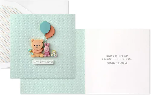 Vista 7 de Tarjeta de baby shower de Hallmark Signature Disney para nuevos padres (Winnie the Pooh y Piglet) Bienvenida al nuevo bebé, Felicidades