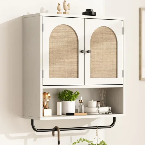 Vista 11 de RUSTOWN Gabinete de pared del cuarto de baño de la rota, boho, boho, con 3 Roble natural