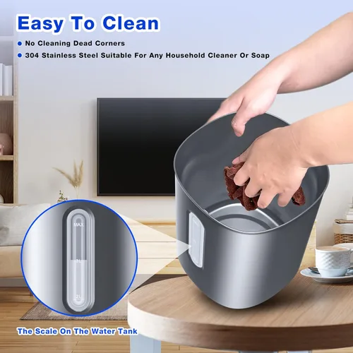Vista 6 de Humidificador ultrasónico de niebla fría de 4 litros con tanque de acero inoxidable 304, control automático de humedad, luz nocturna y temporizador