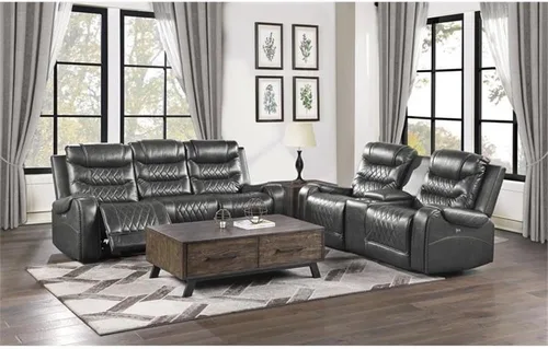 Vista 2 de Pemberly Row Sofá reclinable doble de microfibra tradicional de 21" en gris