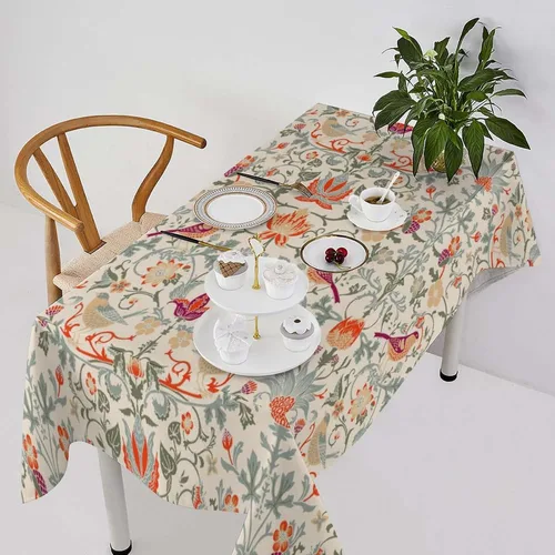 Vista 283 de Mantel Floral Retro de Pájaros, Diseño Original Bohemio William Morris Estampado Cubierta de Mesa para Hogar Picnic Fiesta Comedor Cocina William