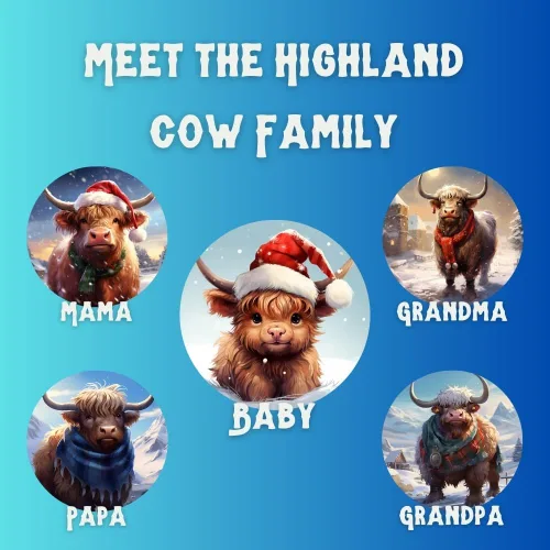 Vista 5 de Baby Highland Cow - Adorno de Navidad familiar (3.5 pulgadas), coleccionable para árbol o adornos colgantes de automóvil