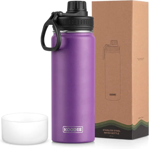 Vista 22 de koodee Botella de agua para niños, botella de agua de acero inoxidable de 12 onzas con aislamiento al vacío para la escuela, botella de agua de boca
