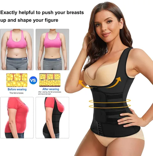 Vista 2 de Eleady Chaleco de entrenamiento de cintura para mujer, corsé recortador adelgazante, moldeador de cuerpo, control de abdomen, faja de entrenamiento