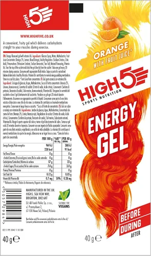 Vista 6 de High 5 Gel Energético - 20 x 1.34 oz Sachet - Naranja Jugosa