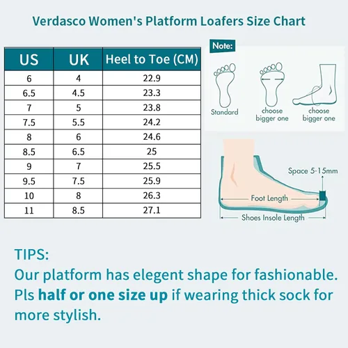 Vista 6 de VERDASCO Mocasines para mujer, cómodos, tacón grueso, punta redonda, suela de lengüeta, mocasines de moda sin cordones