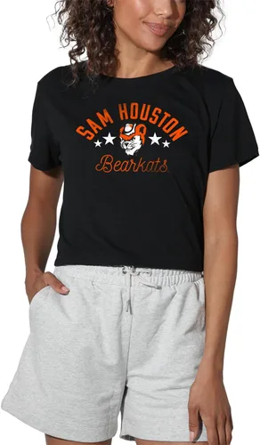 Vista 88 de Colección oficial de camisetas con diseño de mascota desgastada para mujer, color negro Grizzlies del estado de Adams