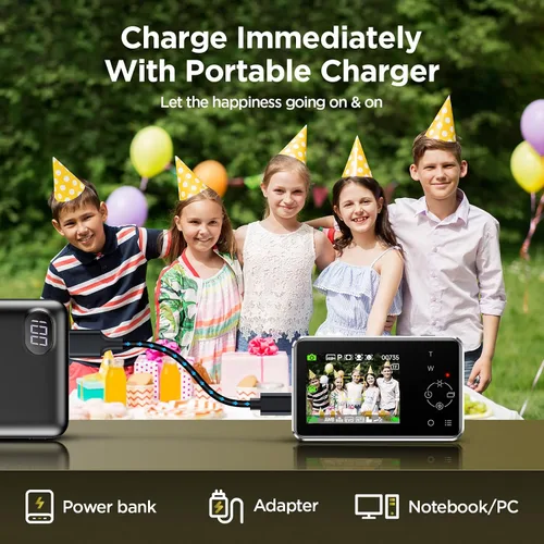 Vista 4 de Cámara digital Voxitenus - Cámara FHD 1080P para niños - Tarjeta TF de 64GB - Zoom 16x Auto-Enfoque con bolsa de cámara - Lector de tarjetas