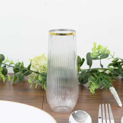 Vista 27 de Efavormart Paquete de 24 Vasos de Cóctel Desechables Premium – Copas de Champán Coupe de Plástico Transparente de 9oz con Tallo y Base Desmontables