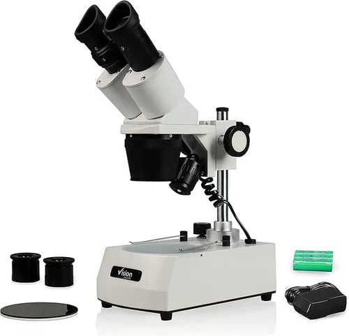Vista 7 de Microscopio estéreo binocular VMS0002-LD-12-ES2, oculares WF10x y WF20x, objetivos 1x y 2X, aumento de 10x, 20x y 40x, iluminación LED superior e