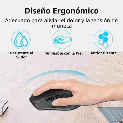 Vista 7 de Ratón con botón lateral ergonómico Bluetooth silencioso negro M272-Negro