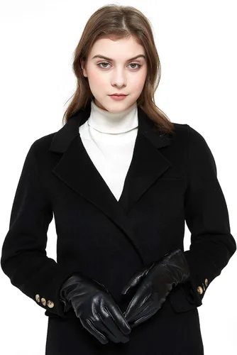 Vista 7 de ZLUXURQ Guantes de piel de cordero suave para mujer, con forro de cachemira