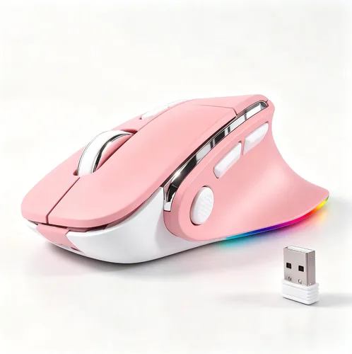 Vista 8 de Ratón ergonómico con Jigger, mouse inalámbrico vertical Bluetooth, mouse óptico recargable LED, portátil (BT5.2 o USB 2.4GHz) modo dual