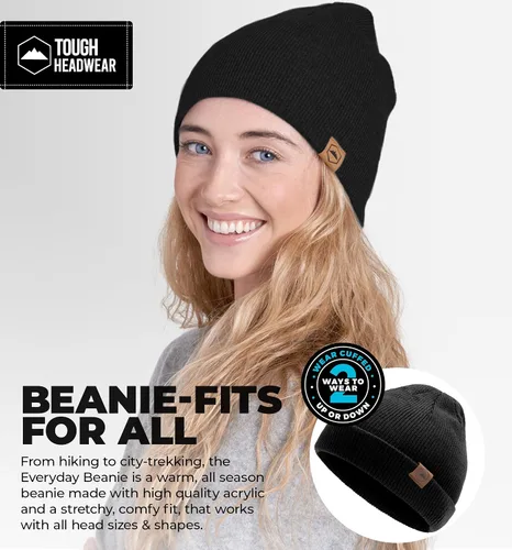 Vista 2 de Tough Headwear Daily Knit Beanie – Gorros para hombre – Sombreros de invierno para hombres y mujeres – Sombreros de punto cálidos para clima frío