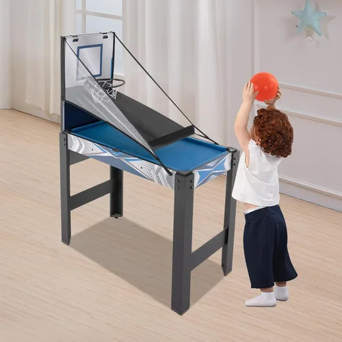 Vista 5 de Mesa de juego múltiple 5 en 1, mesa de juego combinada con hockey, billar, ping pong, tiro con arco, baloncesto para el hogar, sala