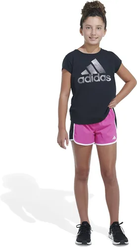 Vista 3 de adidas Pantalones cortos Pacer tejidos con cintura elástica grande para niña