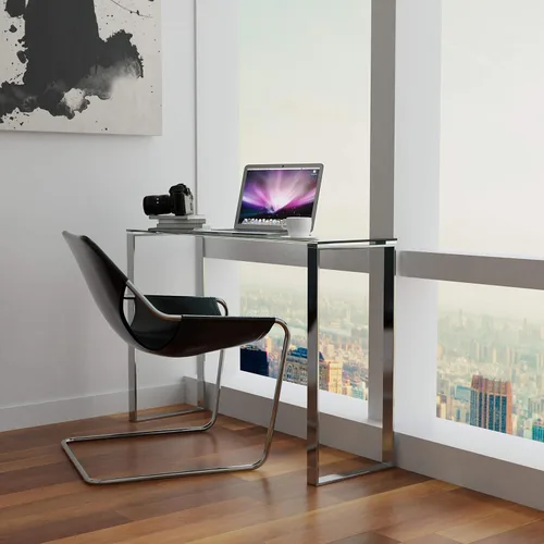 Vista 2 de Cortesi Home Remi - Mesa consola de cristal contemporánea con acabado cromado