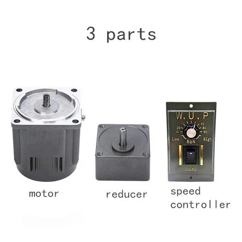 Vista 3 de Motor de alto par de CA, motor eléctrico monofásico reversible de 110 V 60 W con controlador ajustable de velocidad variable motor con engranaje