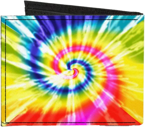 Vista 2 de Cartera plegable de lona con diseño de espiral, multicolor, color blanco