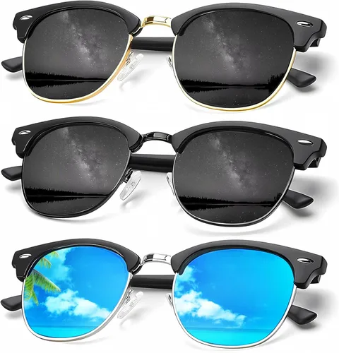 Vista 14 de KALIYADI - Gafas de sol polarizadas para hombres y mujeres unisex, marco semirretráctil, estilo retro, para conducir, con bloqueo UV