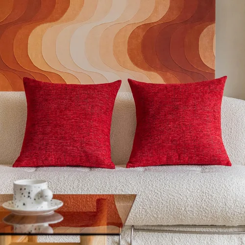 Vista 16 de Home Brilliant Fundas de almohada de primavera de 18 x 18 pulgadas, fundas de almohada decorativas de terciopelo chenille a rayas para decoración