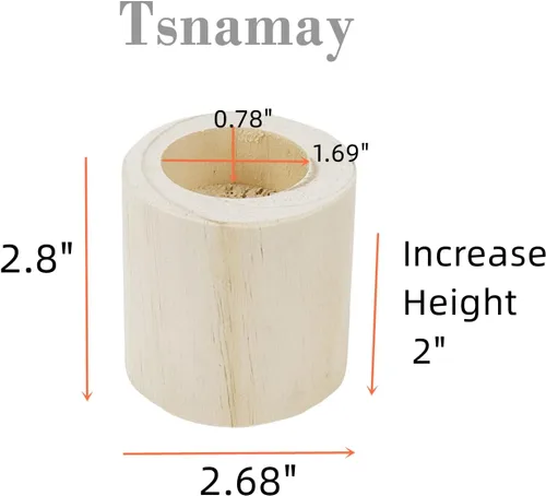 Vista 2 de 4 elevadores cilíndricos de madera para sofá, silla, mesa Inner Dia.1.69",Increase Height 2",Wooden Solid Original Color,DIY