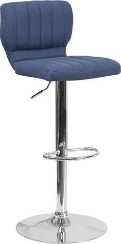 Vista 19 de Flash Furniture Taburete de bar de altura ajustable de vinilo marrón contemporáneo con respaldo vertical y base cromada
