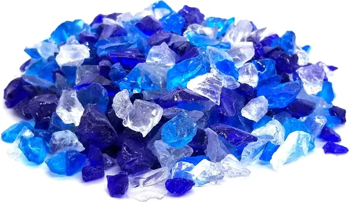 Vista 2 de Clear & Blue Blend - Decoración multiusos de primera calidad y cristal de fuego de 2 libras de 1/4 a 1/2 pulgadas, para uso en características