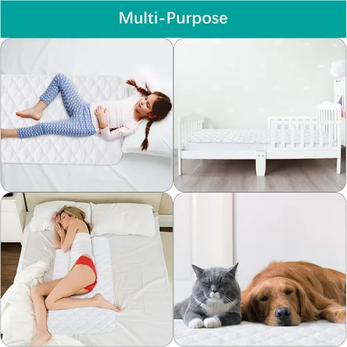 Vista 6 de Almohadillas de entrenamiento para ir al baño para niños pequeños, protector de colchón de cuna impermeable para almohadilla de humectación, Blanco