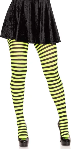 Vista 12 de Leg Avenue - Mallas de nailon a rayas para mujer Negro/Azul