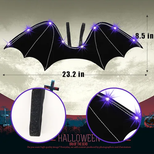Vista 2 de Lulu Home Bat Wings for Kids, Black Wings for Halloween Costume Vampire Witch Dress Up Role Play Props Party Decoration