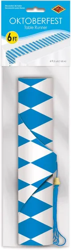 Vista 3 de Accesorio de camino de mesa, para fiesta, impreso Oktoberfest (1 unidad), (1 paquete), (paquete de 12, azul y blanco), Azul, blanco