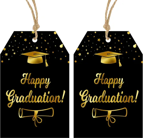 Vista 12 de Etiquetas de regalo de cumpleaños Anwyll - 50 piezas con cuerda para regalos, recuerdos de fiesta, baby shower - Etiquetas de papel con puntos