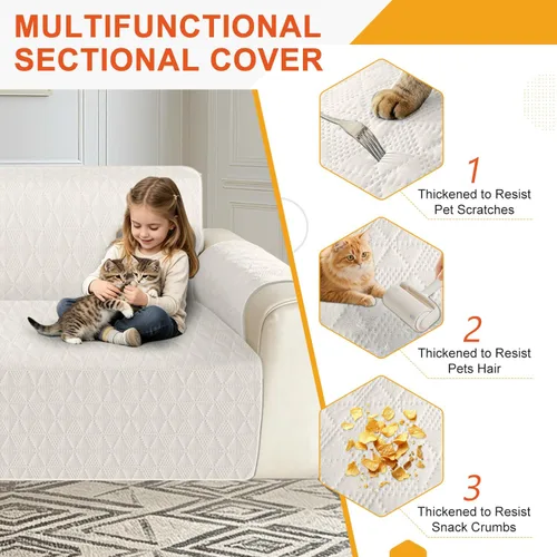Vista 7 de ALIECOM Fundas para sofá seccional de esquina en forma de L Fundas para sofá reversibles lavables para sofá seccional Funda para sofá deslizable