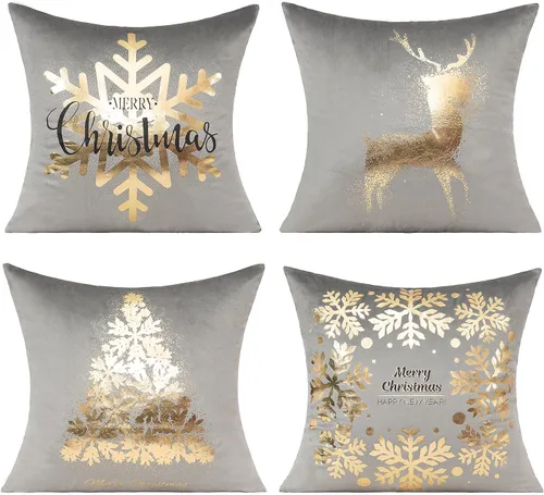 Vista 15 de All Smiles Fundas de Almohadas Decorativas Negras de Navidad Doradas Fundas de Navidad Decoraciones 12X20 Juego de 2 Decoración Interior Hogar