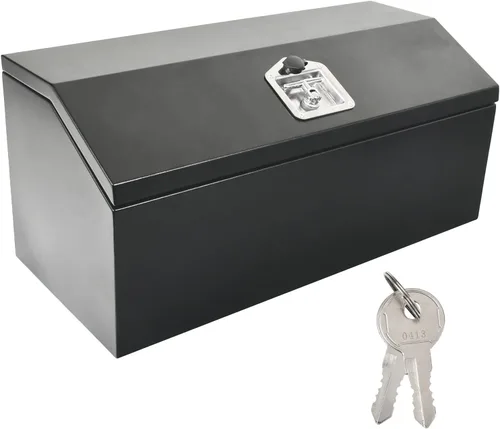 Vista 12 de Caja de herramientas de acero negro de 24 pulgadas, para camioneta, coche, remolque, almacenamiento en exterior, organizador de herramientas