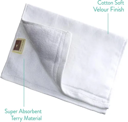 Vista 5 de Set de 4 toallas bordadas, de 11 x 18 pulgadas, extra absorbente, de algodón, acabado suave de terciopelo. Para baño/cocina/spa