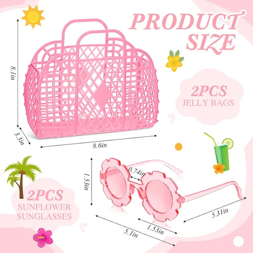 Vista 2 de Zubebe 4 bolsas de gelatina para niños, bolsa de gelatina, bolsa de gelatina reutilizable para niñas, bolsa de playa para niñas, cesta de Pascua