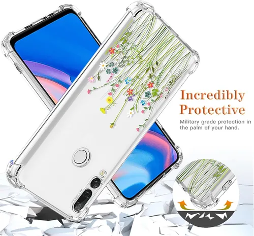 Vista 7 de Funda para Huawei Y9 Prime 2019/Honor 9X/P Smart Z STK-LX1 con protector de pantalla, funda transparente con patrones de jardín de flores, funda