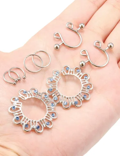 Vista 5 de Jenxnjsjo - Anillos falsos para pezones piercings de pezones falsos anillos de pezones falsos joyas de pezones piercings de pezones falsos sin