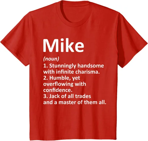 Vista 3 de MIKE Definition - Camiseta divertida para regalo de cumpleaños con nombre personalizado, Negro, S