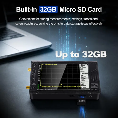 Vista 7 de AURSINC TinySA Ultra+ ZS406 - Analizador de espectro con atenuador RF tipo N de 50 W