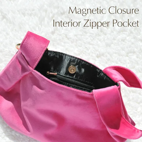 Vista 5 de Bolso de mano pequeño de terciopelo con asa superior para mujer