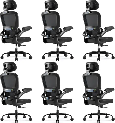 Vista 10 de TRALT Silla ergonómica de oficina, silla de escritorio con reposacabezas ajustable, silla de computadora de soporte lumbar, silla cómoda de malla