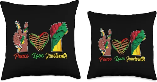 Vista 3 de Juneteenth Black Culture Afro Melanin Pride Gifts Paz Amor Juneteenth Party Africano Americano Mujeres Niños Hombres Throw Pillow, 16x16, Multicolor