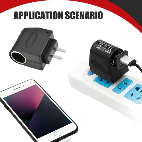 Vista 6 de Convertidor de CA a CC para automóvil, adaptador de encendedor de cigarrillos de vehículo, adaptador de corriente de 220 V a 12 V
