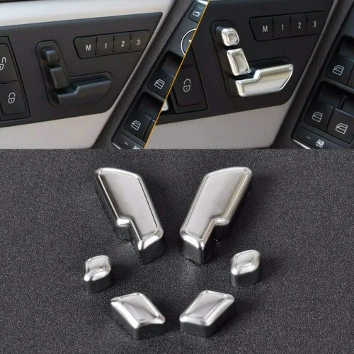 Vista 3 de 6 unids botón de asiento de puerta ajuste interruptor cubierta ajuste para Benz A B C E GLA CLA GLE GLS